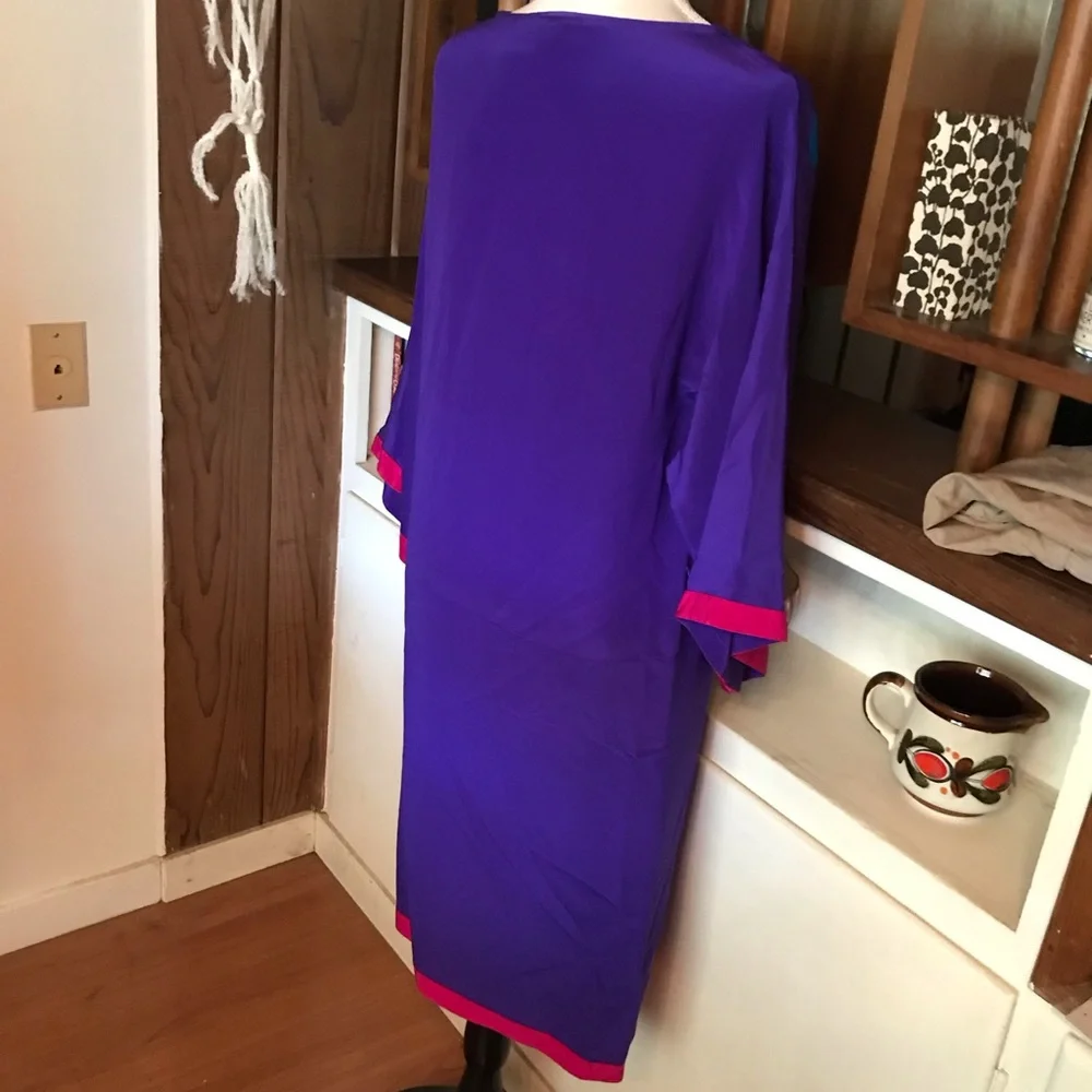 John Weitz Vintage Purple Color Block Silk  Geometric Women's Dress size 4 NWOT - Picture 2 of 6